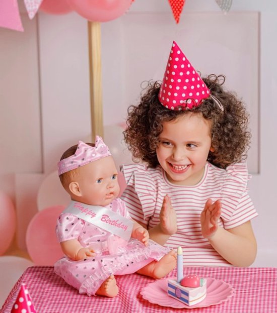 Ivy & Lily Poppenkleertjes Verjaardagsjurk 43 cm roze — afbeelding 2