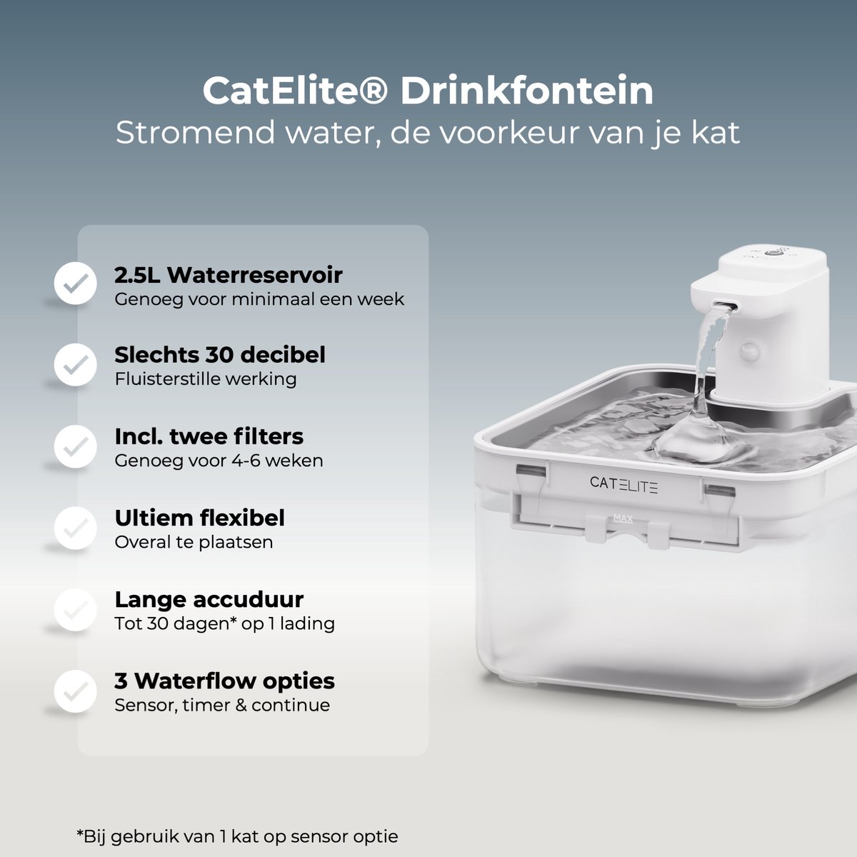 CatElite® - Draadloze Drinkfontein Kat RVS | Wave - Waterdispenser met Sensor & Accu - Incl. 2 Filters - 2.5L Waterfontein Kat - Kattenfontein - Fluisterstil - Wit - Upgraded Version thumbnail 8
