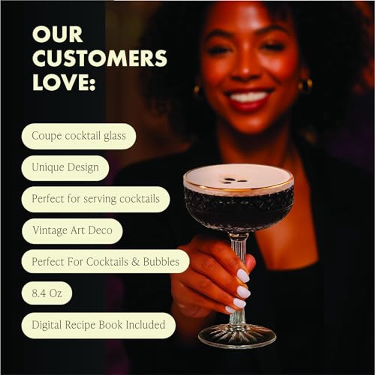 Set van 4 Luxe Kristallen Coupe Glazen - Perfect voor Cocktails en Champagne — cadeau in Kookcadeaus - foto 6