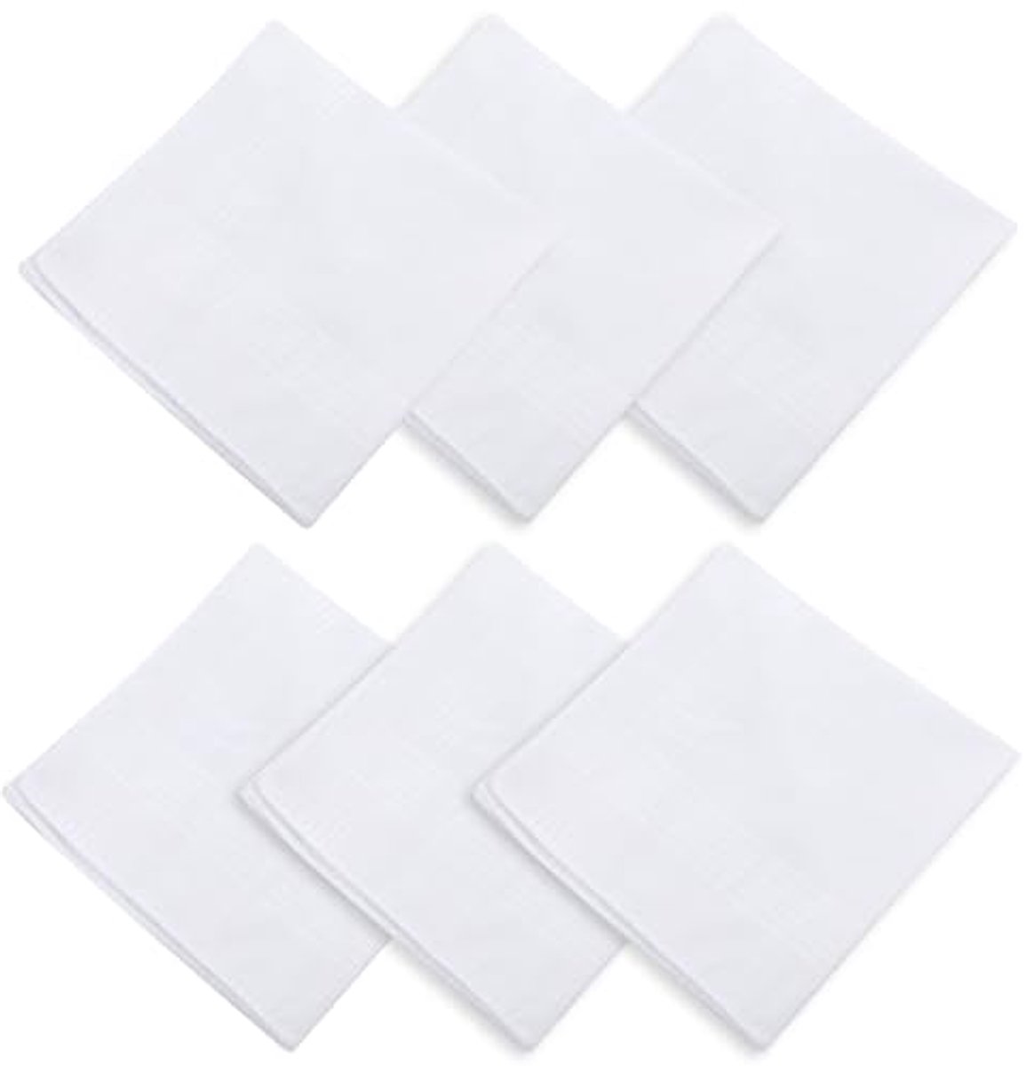 Witte Katoenen Zakdoeken voor Heren - 6 Stuks, 40 x 40 cm, Zacht en Elegant