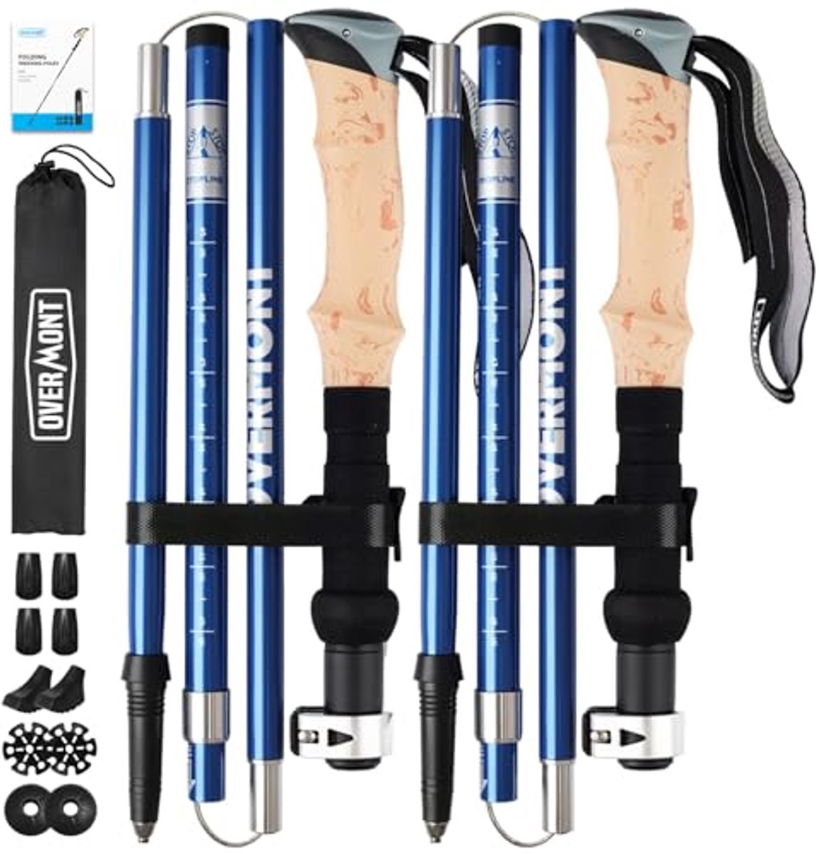 Opvouwbare Aluminium Wandelstokken - Ultralicht en Verstelbaar van 105-125 cm voor Nordic Walking