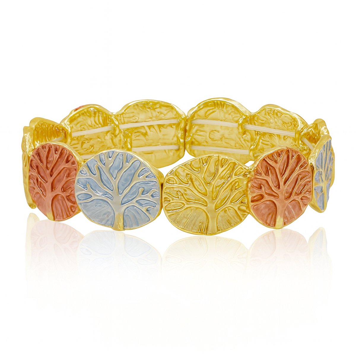 Dames Armband Elastisch– Milieuvriendelijke Legering – Rond Levensboom Ontwerp – Comfortabele Mode Sieraad