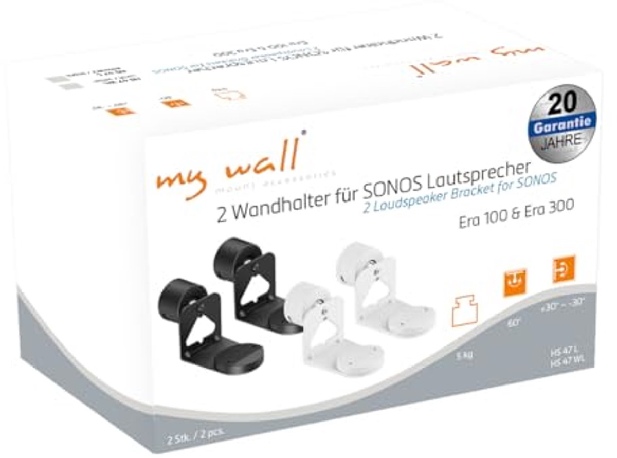 Draaibare Wandluidsprekerbeugel - 2 Stuks, Wit