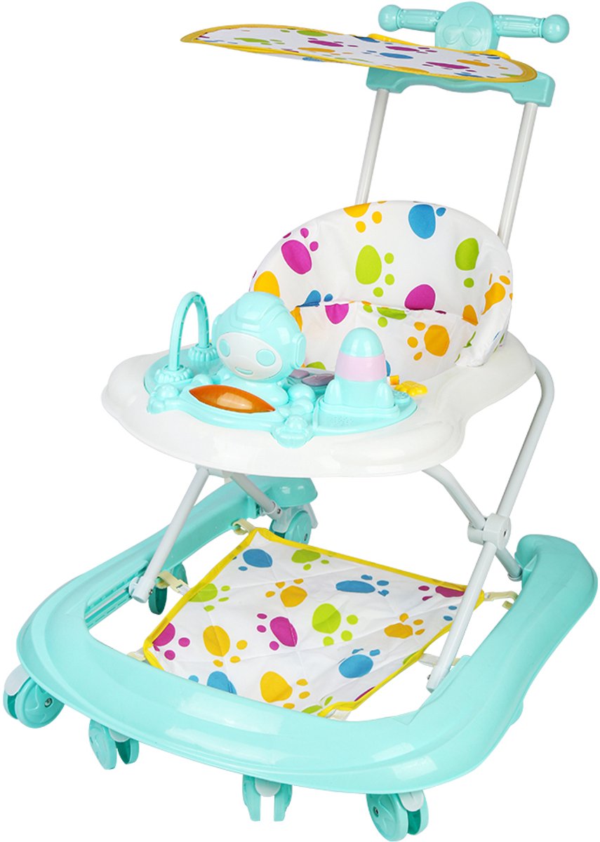 PIPIPOXER-Opvouwbare babywalker met muziek- en speeltafel, in hoogte verstelbaar | Vanaf 6 maanden, groen