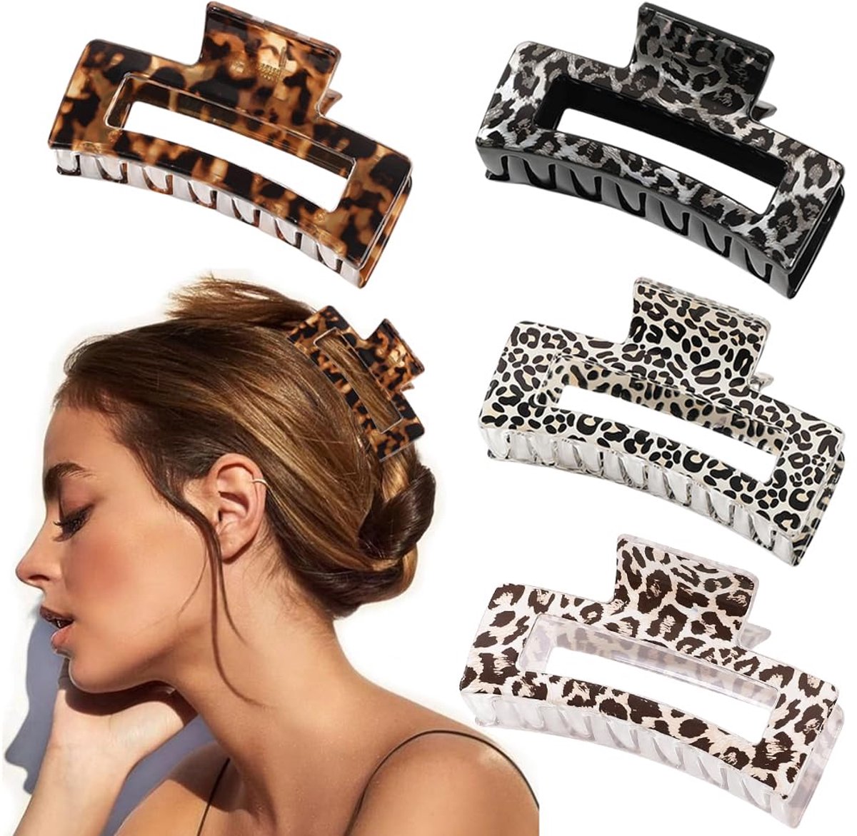 Unyqoos® Set van 4 stijlvolle haarklemmen voor dames met diverse patronen