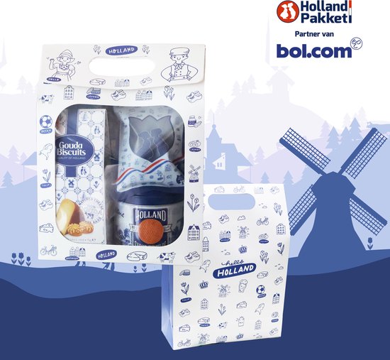 Paquet cadeau - Paquet cadeau - Coffret cadeau - Coffret cadeau Holland bag L - avec des cadeaux hollandais autour de Stroopwafels - Geveltjesdrop - Gouda Biscuits