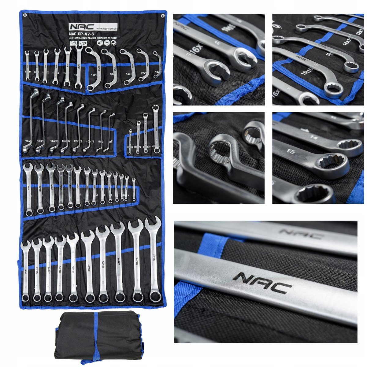 NAC 47-delige doppensleutelset Torx, gebogen en open-ring sleutels