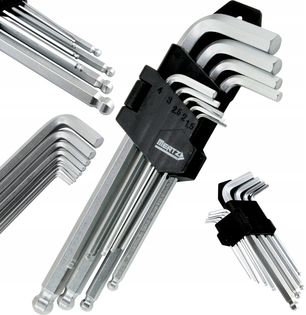 Mertz inbussleutelset met kegelbeker - 9 delig (1,5-10mm)