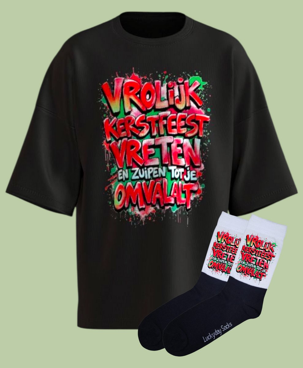 Kerstfeest - Kerstshirt - Kerstcadeau - Foute kerst trui - Kerst tshirt - Gift set met kerstsokken - Grappige kerstkleding - Kerst shirt voor man en vrouw - Kerst shirt voor dames en heren - LuckyDaySocks - Maat XL