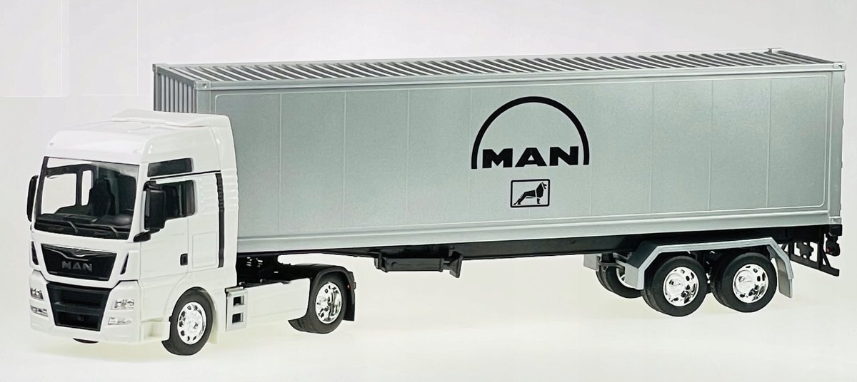 Welly MAN TGX Vrachtwagen met Trailer Wit 1:32 Metaal Nieuw Model
