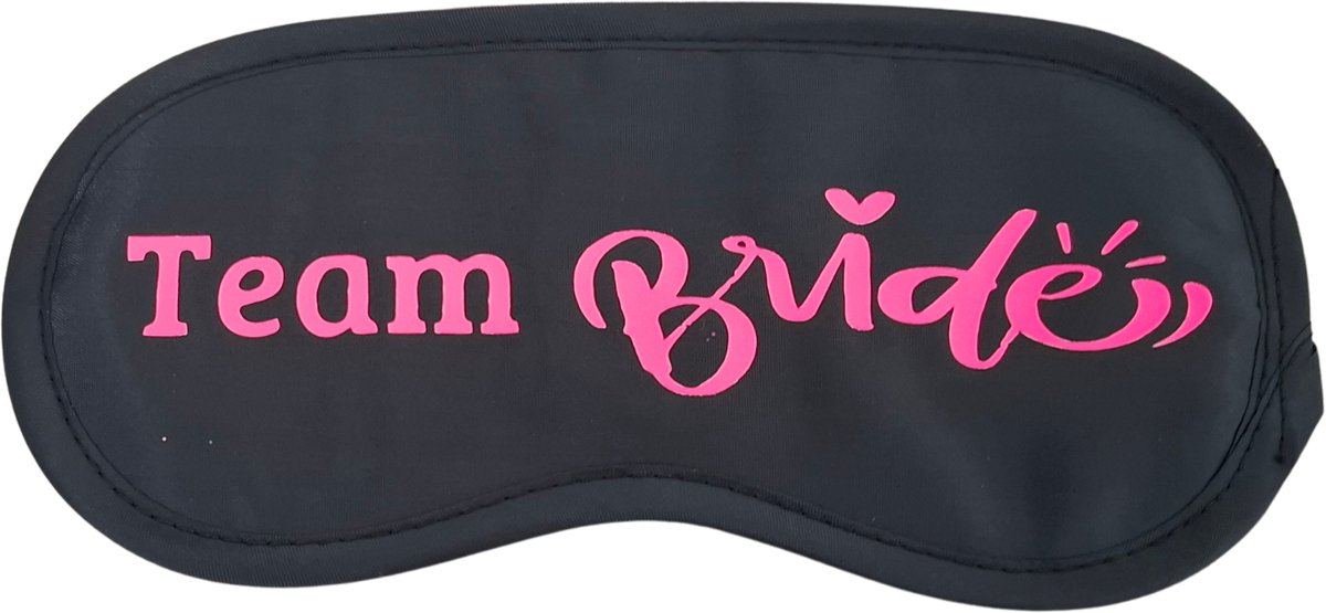 TWOA - slaapmasker team bride - slaapmasker vrijgezellenfeest - zwart met roze tekst