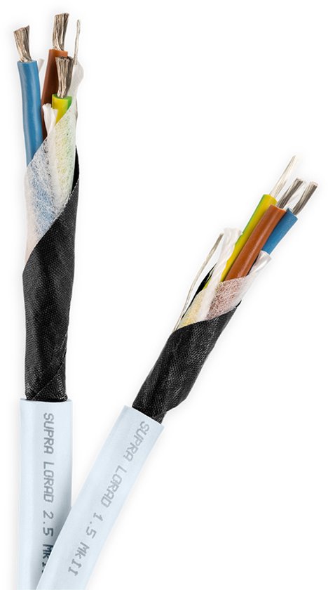 Supra LoRad 2.5 CS | afgeschermde voedingskabel | 3 x 2,5 mm2 AWG 13 vertinden OFC koperen geleiders | per meter
