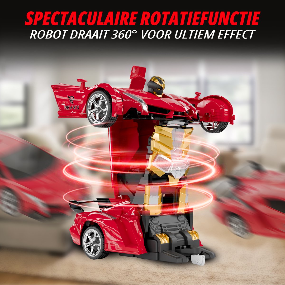 Revvix Bestuurbare Auto - RC Auto - Afstandsbestuurbare auto - Radiografisch bestuurbare auto - Race auto afstandbestuurbaar - Auto afstandsbediening - Robot - 2 Accu's - Rood - Buiten - voor Jongens & Volwassenen - Offroad - Drift - Car — afbeelding 9