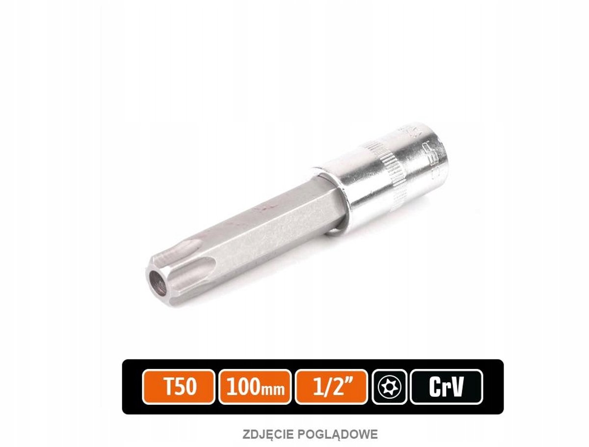Dopsleutel Torx T50 1/2" 100mm met Pin - CRV Staal