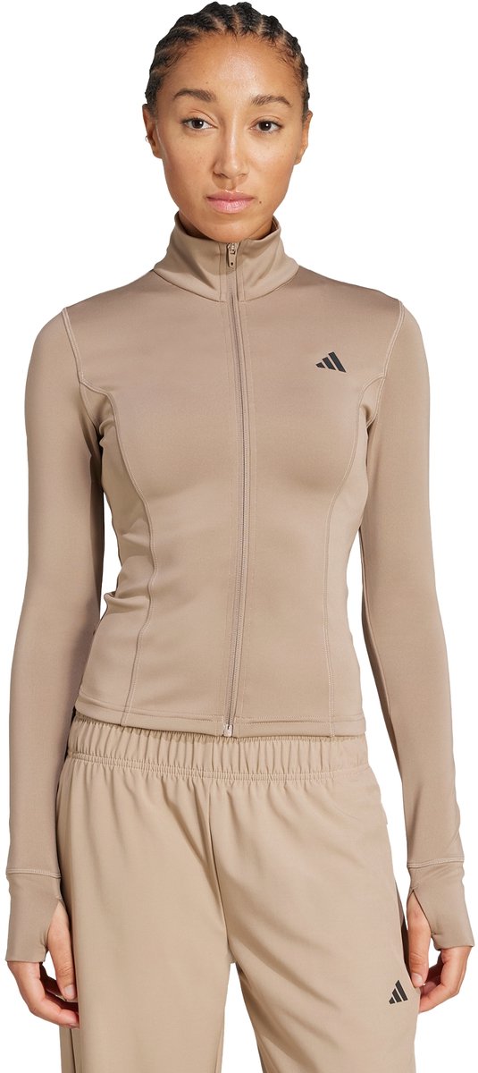Adidas Performance Optime Essentials Jack Met Lange Ritssluiting Dames Bruin