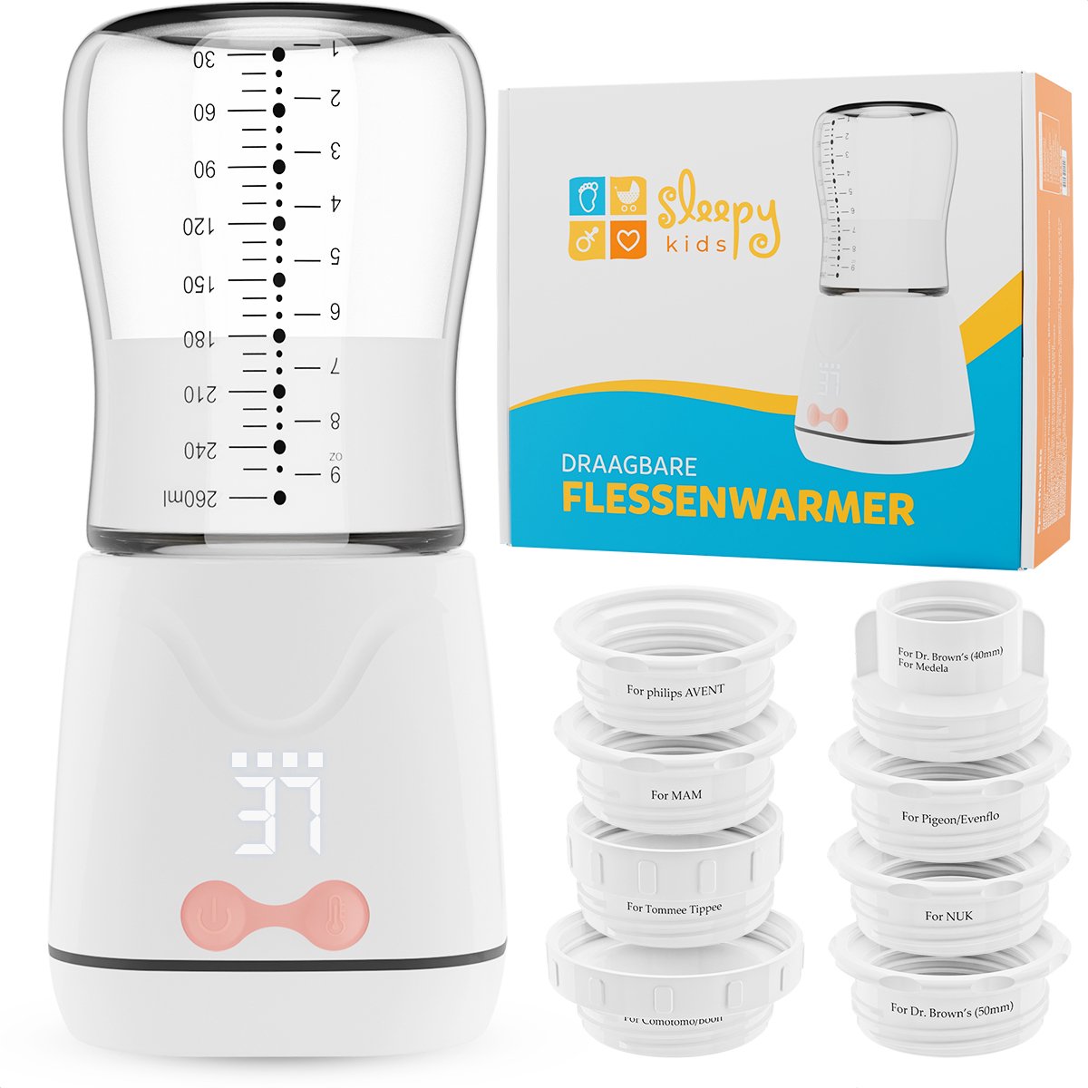 Bol.com SleepyKids® Flessenwarmer Deluxe Edition - Geschikt Voor O.a. Dr. Brown, Philips Avent, Difrax, NUK, MAM, Medela & Tomme... aanbieding