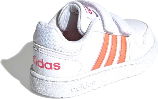 adidas Hoops 2.0 Cmf Meisjes Sneakers - Ftwr White/Semi Coral/Real Pink S18  - Maat 26 | bol.com