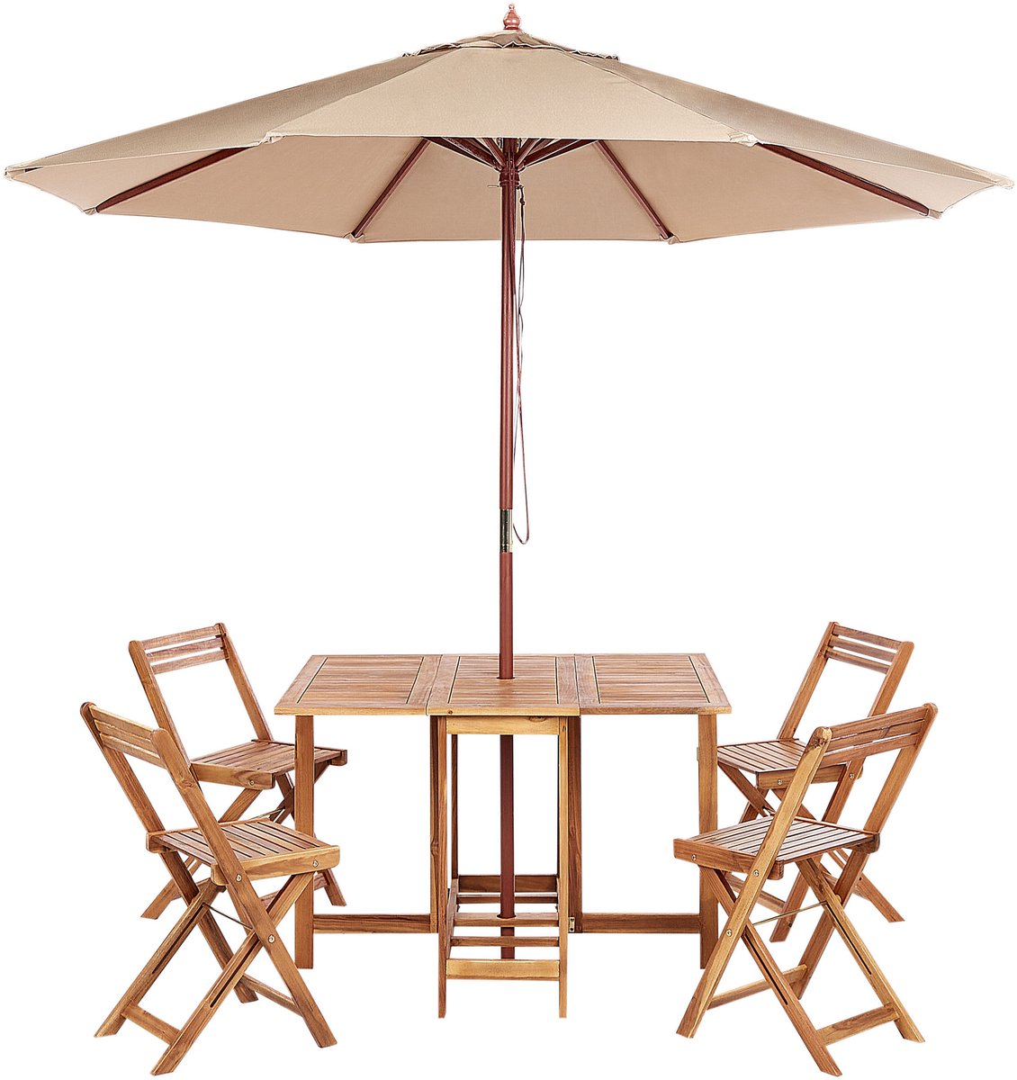 BELIANI FRASSINE - Tuinset met parasol - Lichtbruin - Acaciahout