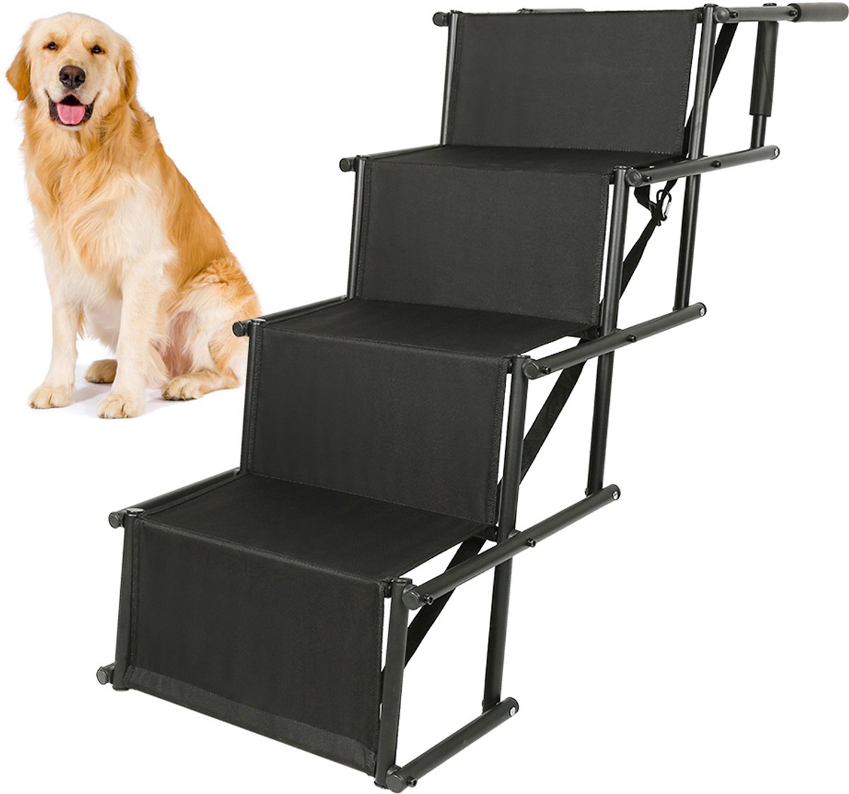 PIPIPOXER-Opvouwbare HondenTrap /helling voor honden tot 75 kg | voor kofferbak en auto,Zwart