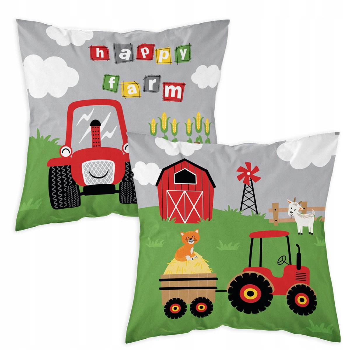 Kussensloop Katoen 40x40cm - Vrolijke Boerderij Tractor