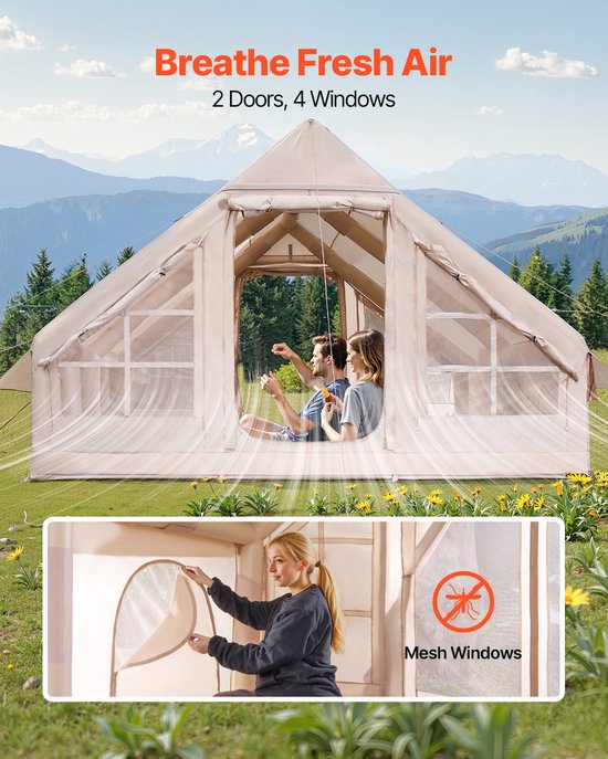 VEVOR Opblaasbare Tent voor Kamperen 5-8 Persoons Glamping Tent met Pomp 4x3x2m van Vevor — afbeelding 5