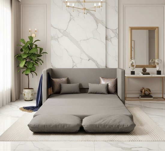 GOPLUS Vloerbank met slaapfunctie, 3-in-1 bankbed met kussen
