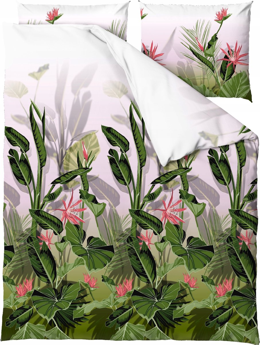 Katoenen Dekbedovertrek 200x220cm - Amazonia Bladeren & Bloemen