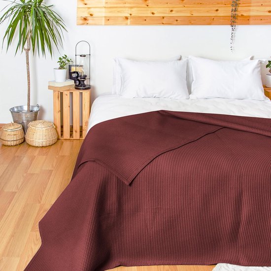 LAYNENBURG Premium sprei 240 x 260 cm XXL wafelpiqué 100% katoen lichte