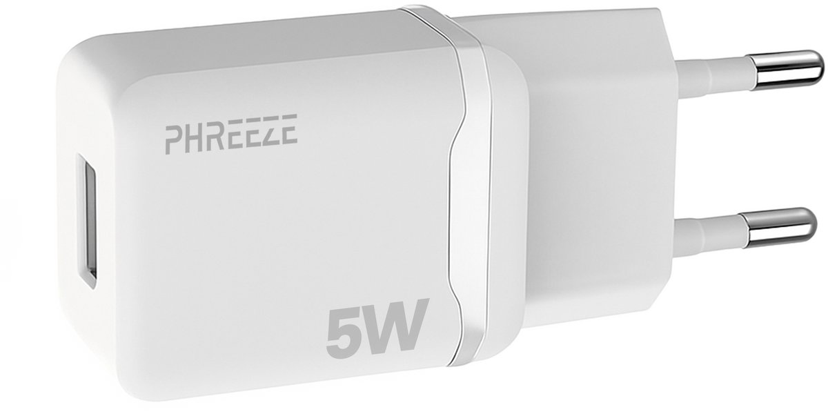 5v 1a adapter - Gecertificeerde usb stekker - Usb oplader - Compact - Phreeze 5w usb adapter