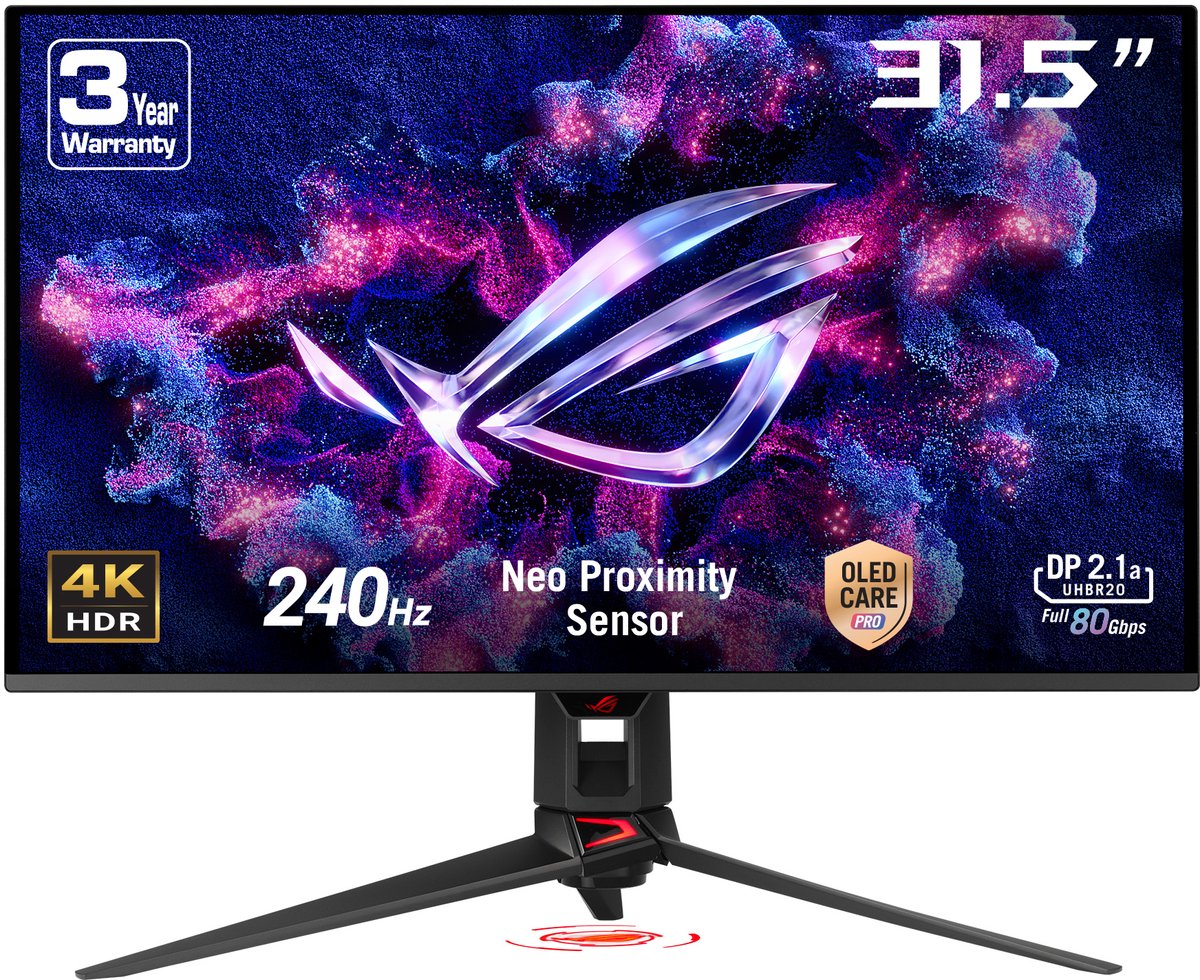 ASUS ROG Swift OLED PG32UCDMR - 4K UHD QD-OLED Gaming Monitor - USB-C 90W Power Delivery - 240Hz - 0.03ms - G-Sync Compatible - 31.5 Inch - ASUS - €899,00