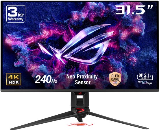ASUS ROG Swift OLED PG32UCDMR - 4K UHD QD-OLED Gaming Monitor - USB-C 90W Power Delivery - 240Hz - 0.03ms - G-Sync Compatible - 31.5 Inch