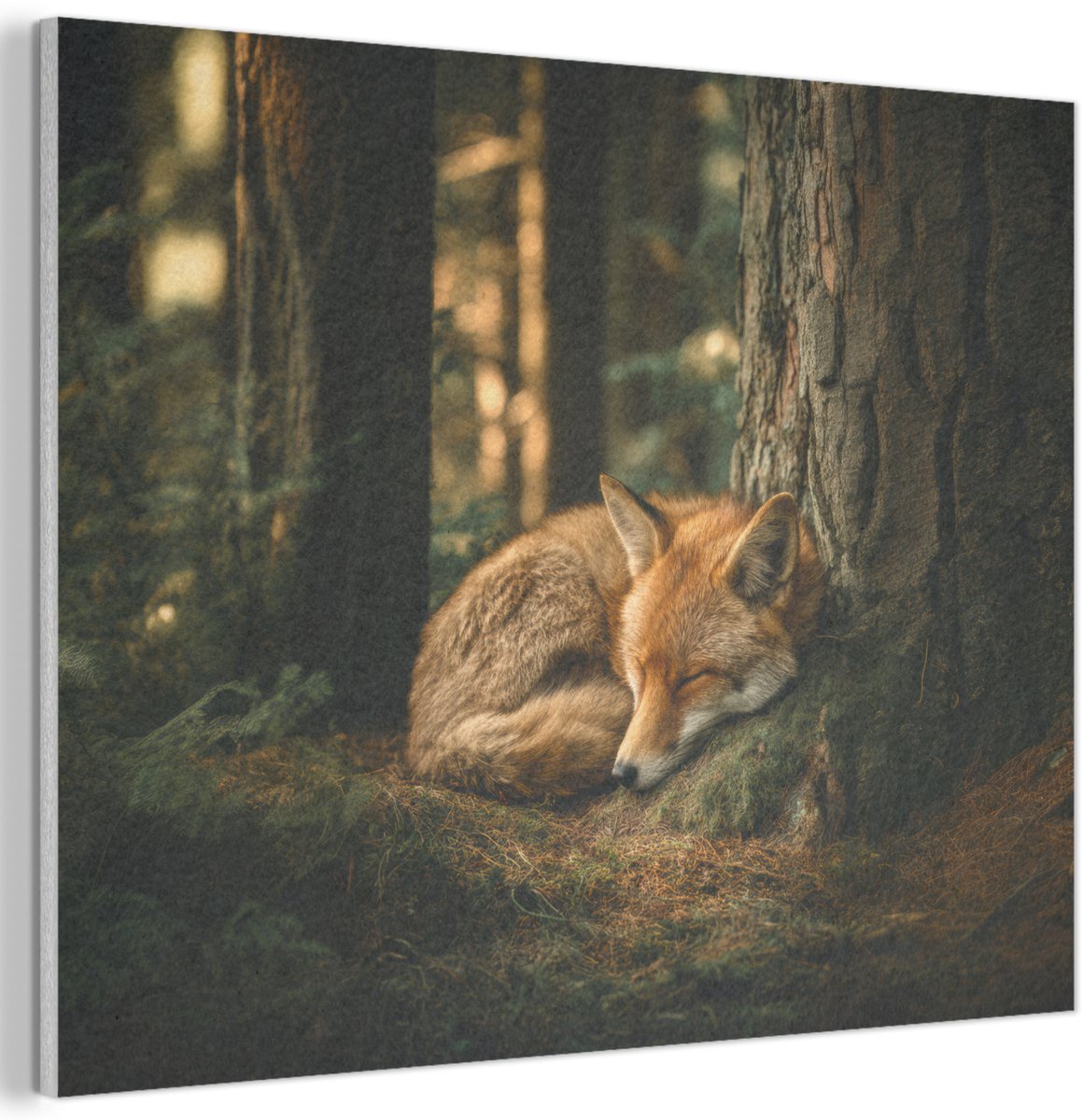 Akoestisch wandpaneel 70x50 cm - Vilt schilderij Vos - Bos - Slapen - Akoestische panelen - Geluidsdempende wanddecoratie - Geluidsisolatie woonkamer - Muurdecoratie geluidspanelen