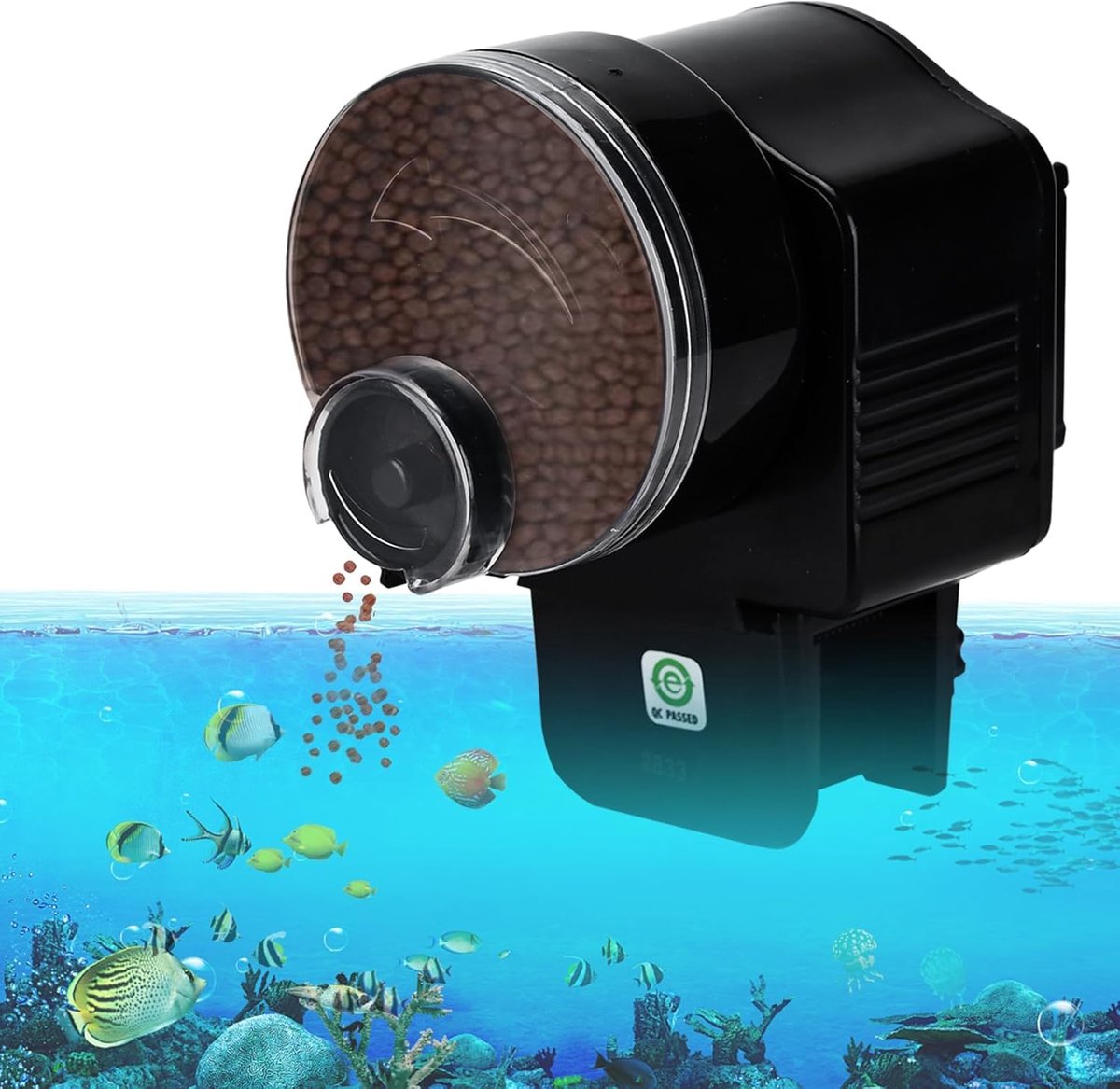 Ynkkvre – Automatische Aquarium Vissenvoerder met Timer – Eénknops Voerapparaat 12/24 Uur – Geschikt voor Schildpadden en Goudvissen – Batterij Aangedreven