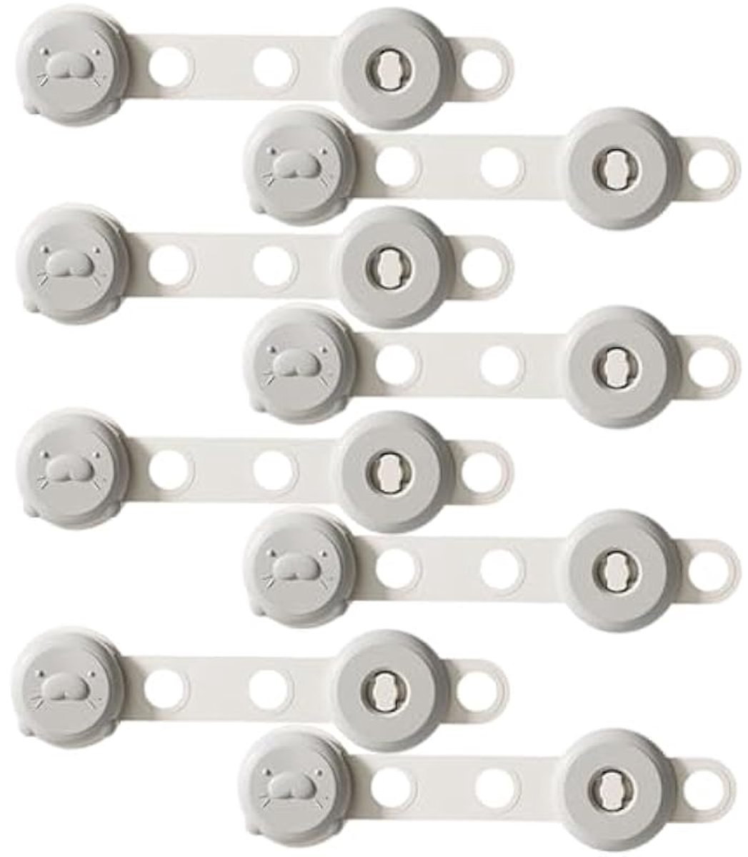 Image of 8-delige kindveilige lade- en kastvergrendelingsset; verstelbaar sluitsysteem voor laden, kasten en koelkasten.