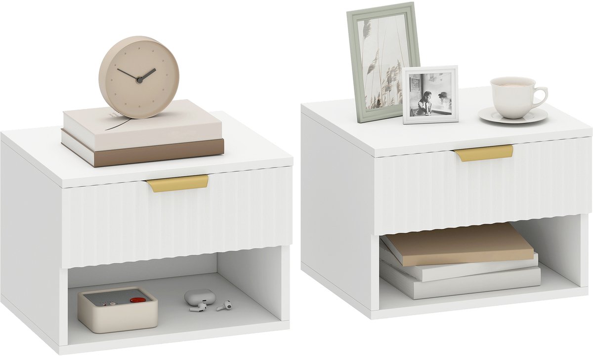 Homcom Nachtkastje Spaanplaat 40x34x29cm Wit