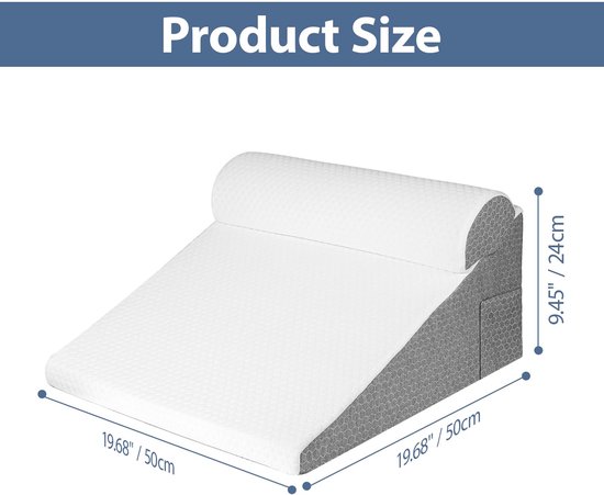 WAHHWF Bed wig kussen om te slapen/zure reflux/post schouder chirurgie/GERD/snurken, verhoogd driehoekkussen voor ouderen/volwassenen/zwanger, hoofdsteun kussen (kleur: grijs