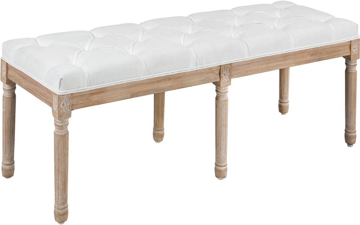 HOMCOM Bed End Bench - Linnenlook Stof - 117x40x48cm - Crème