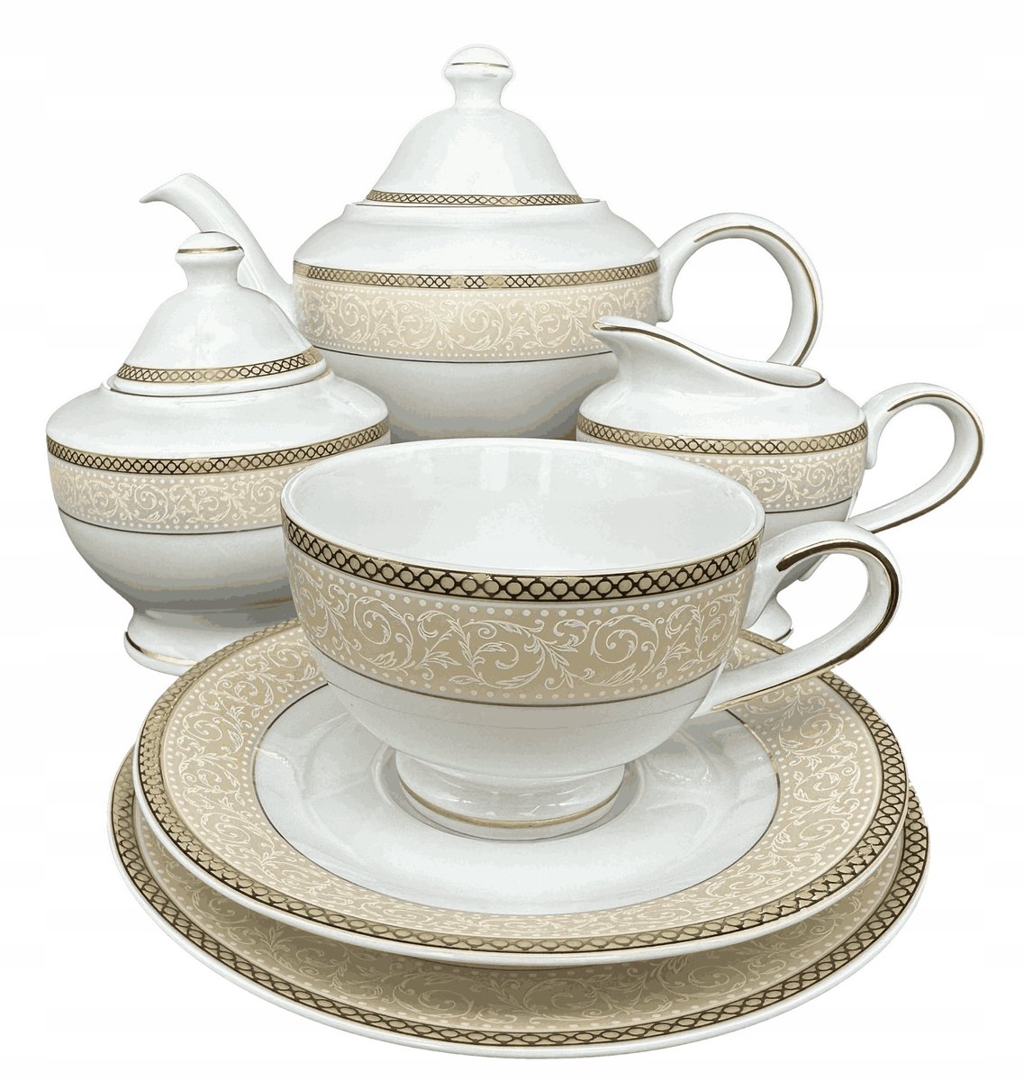 Bogucice Martha Gold Koffieservies voor 12 Personen - 27 Delen