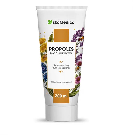 Propolis-zalf. 200ml. Made in EU. Voedende en regenererende eigenschappen. Propolis-extract, provitamine A, vitamine E. (Maść Propolis)
