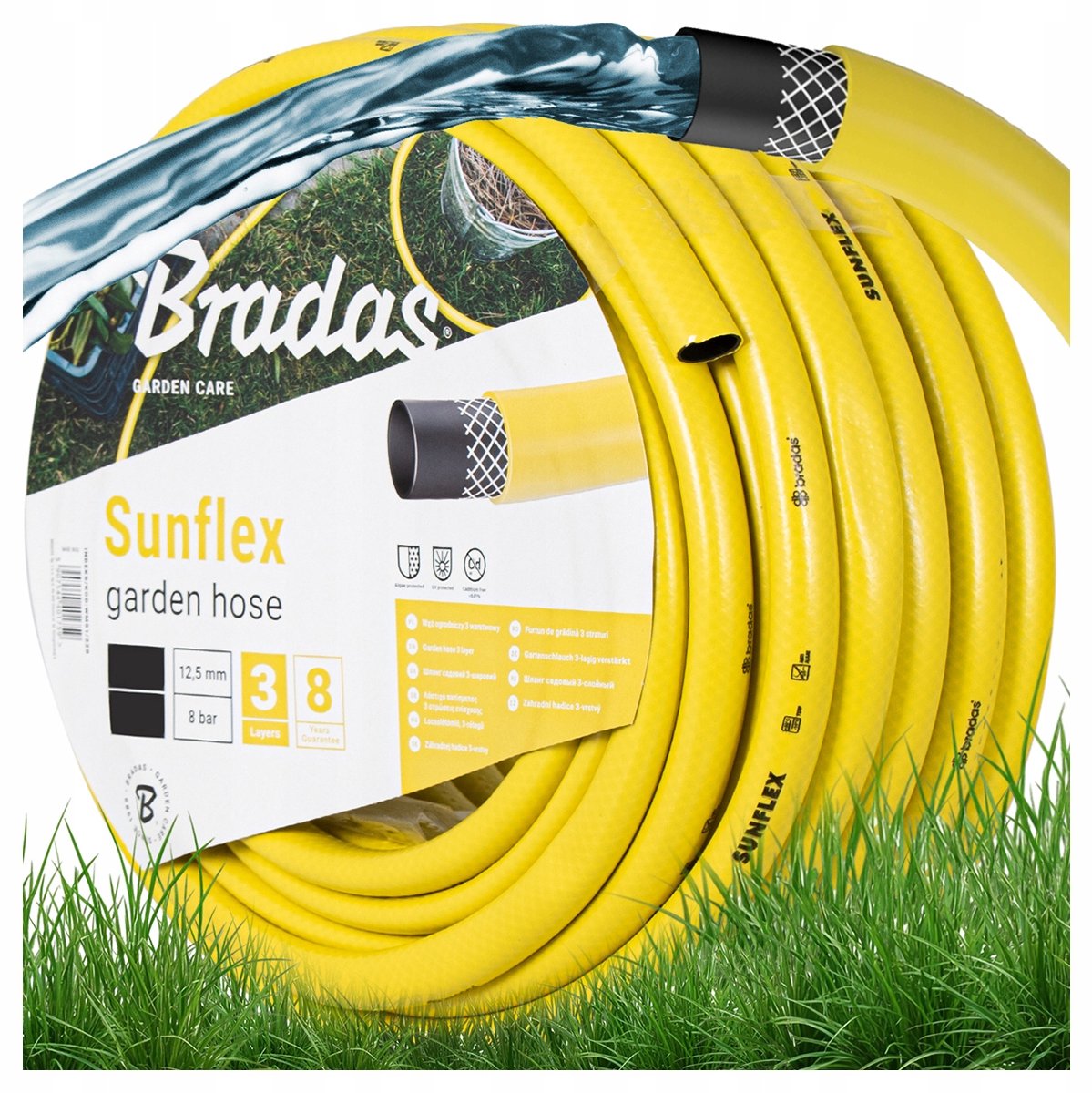 Tuinwaterslang 20m 1/2" UV-bestendig, 3-laags, Geel