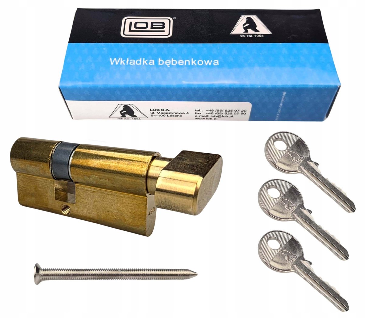 LOB YETI Deurcilinder 35G/26 Messing met 3 sleutels
