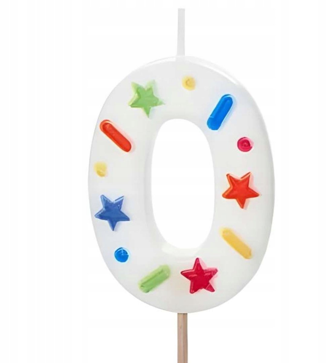 Verjaardagstaart Kaars Cijfer 0 Confetti Wit Feestelijk
