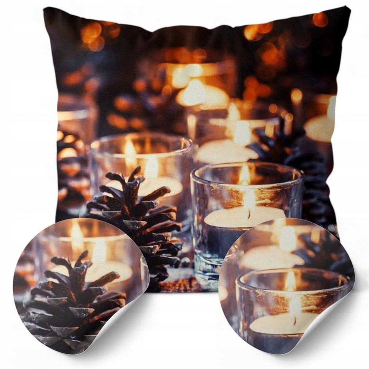 Kerstkussenhoes 45x45 cm met LED - Sfeerverlichting
