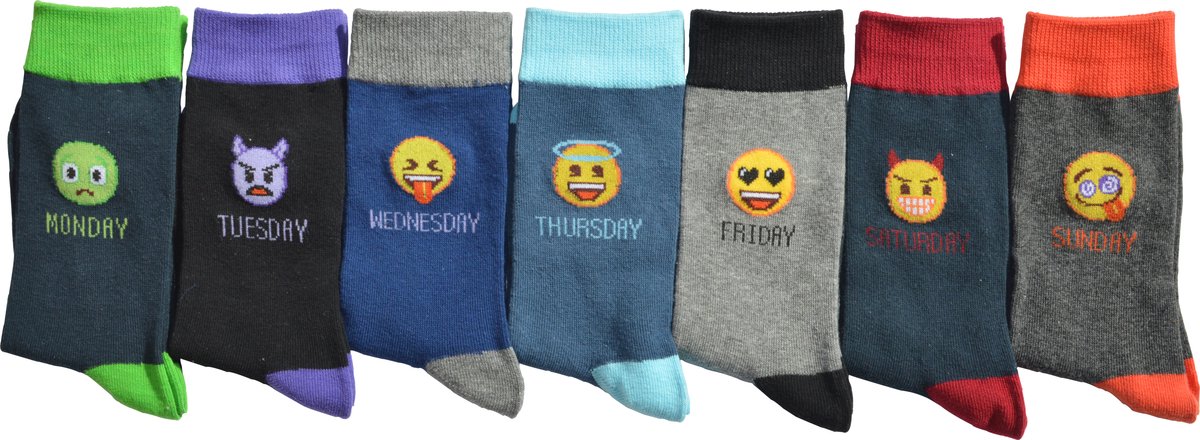 Kindersokken jongens - EMOJI - Amuse - multipack - maat 35-38 - hoogwaardige katoen - 7-paar