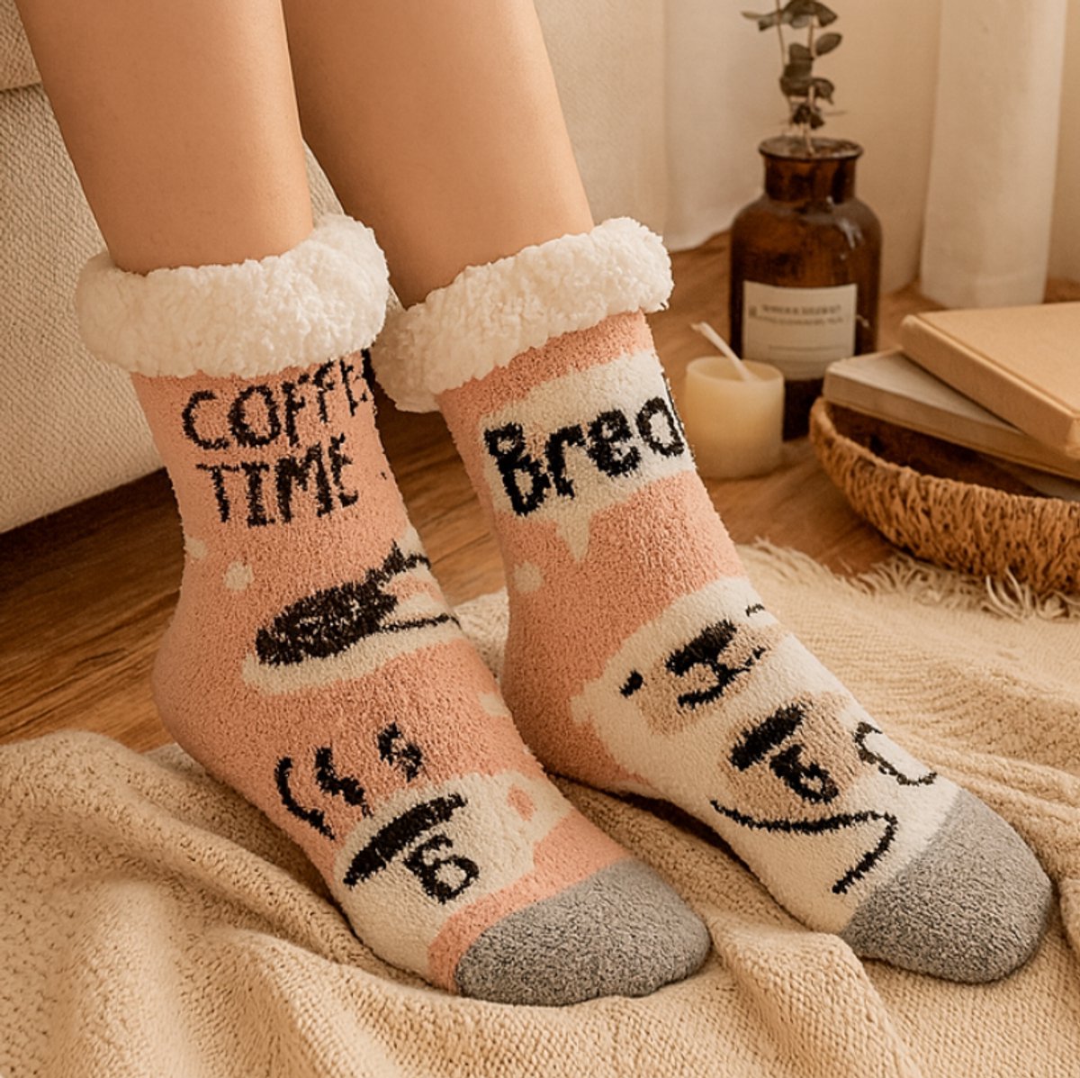 Budino® Huissokken – Verwarmde sokken – Antislip…