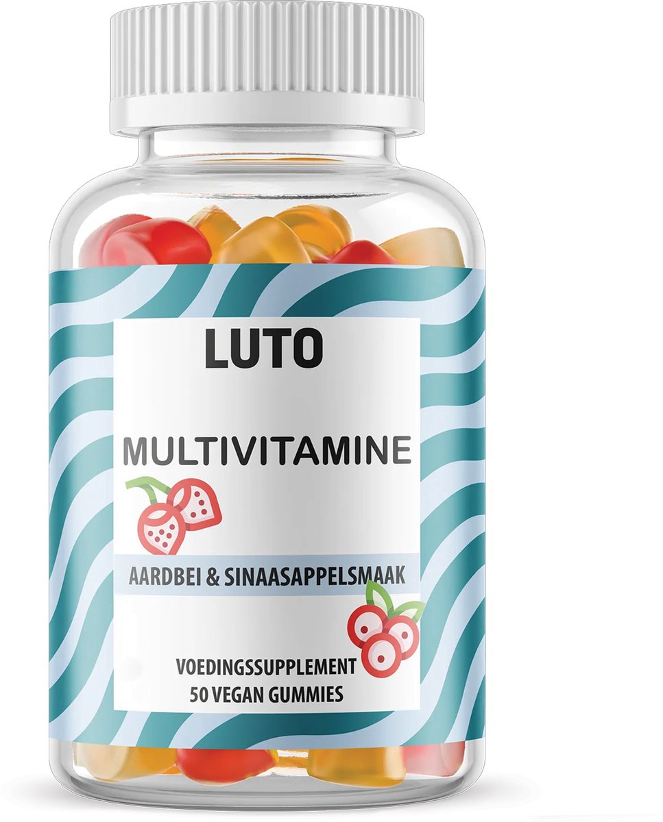 Multivitamine gummies - rood fruit & sinaasappel smaak - Vitamine A, C, D en E - Zink, chroom, jodium en Molybdeen - geen capsule, poeder of tablet - Vegan - 50 gummies - LUTO Supplements