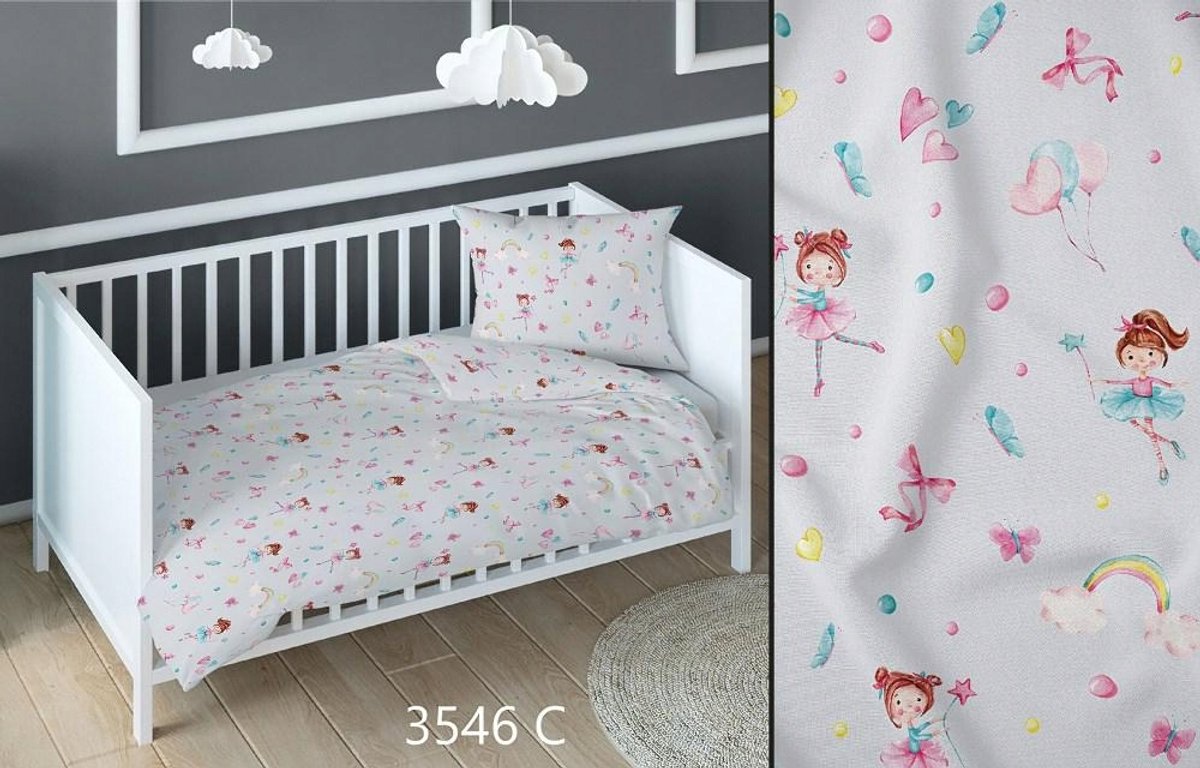 Katoenen kussensloop 70x80 cm ballerina grijs/kleurrijk, met rits