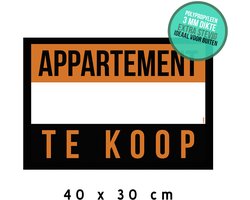 Bord/ mededeling | "Appartement te koop" | 40 x 30 cm | Ideaal voor buiten | For sale | Immobiliën | Immo | Flat verkopen | Vastgoed | Woning verkopen | Makelaar | 1 stuk