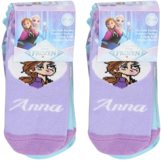 Frozen Sokken - 10 Paar - Maat 27/30 - Paars - Blauw - Kind