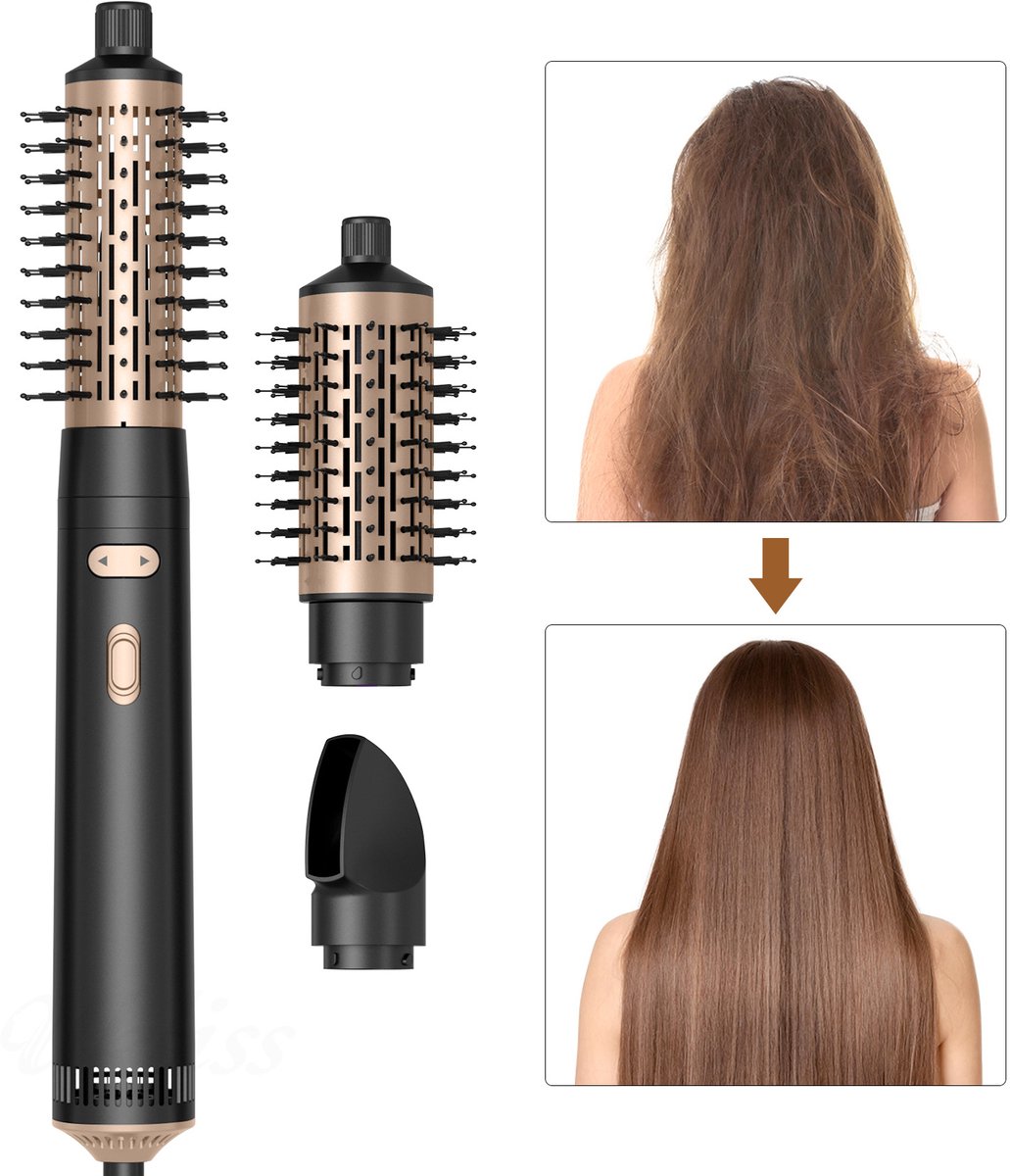Zwarte roterende föhnborstel, 3-in-1 roterende föhnborstel - Zwarte - €45,99